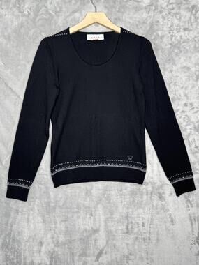 Dale Of Norway Sweater Womens Medium Black Merino Wool Fair Isle Ski Pullover